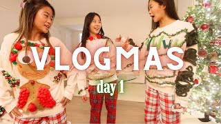 VLOGMAS DAY 1  Ugly sweater competition tree lighting amp holiday vibes [upl. by Enaz]