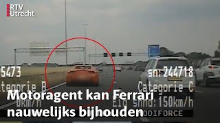 Ferrari vliegt laag over de A1 motoragent gaat erachteraan  RTV Utrecht [upl. by Eruot187]