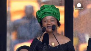 Mandela forever Baleka Mbete sings Tata Madiba with cheering crowd at memorial ceremony [upl. by Eillil]