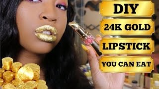 DIY 24K GOLD LIPSTICK YOU CAN EAT   Edible Gold Lipstick [upl. by Lovett905]