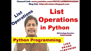 List Operations in Python  Python List Operations  Lists in Python  List Operations  List [upl. by Leraj687]