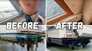 Old Boat into Modern Yacht  2month Rebuild in Minutes START TO FINISH  Timelapse [upl. by Nyrol]