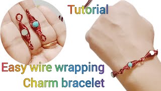 Easy wire wrapping charm bracelet diy wrapping bracelet making tutorial forbeginners [upl. by Earleen]