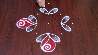 Rose flower rangoli design  daily muggulu [upl. by Ladew]