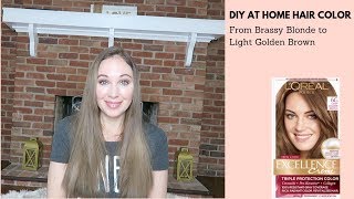 DIY Hair Color From Brassy Blonde to Light Golden Brown [upl. by Ardnoel776]