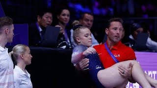 Jocelyn Roberson left from the field due to horrific injury At World Artistic Gymnastics 2023 [upl. by Yhtommit]