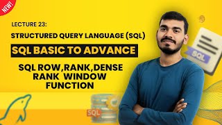 SQL ROW NUMBERDENSE RANKRANK WINDOW FUNCTION  SQL  Basic to Advance  Hindi [upl. by Cloots]