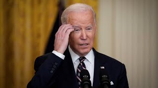 Biden stares blankly picks at his teeth after hes asked if he underestimated Putin [upl. by Celeste]