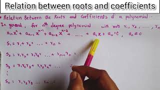 relation between roots and coefficients of a polynomial maths algebra roots polynomial [upl. by Sydalg696]