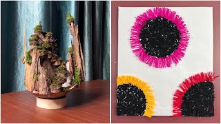 Unique DIY Natural Wood Display and Textured Wall Art  Creative Home Decor Crafts [upl. by Niltak]