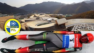 Luge POV Ladies start at YanQing Sliding Center new Olympic track in China [upl. by Anelas]