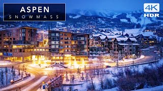 Aspen Snowmass Colorado  Cinematic Walking Tour through Christmas Decorated Ski Town [upl. by Leandro]