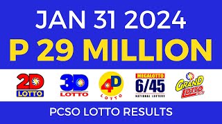 Lotto Result January 31 2024 9pm PCSO [upl. by Priscella225]