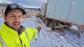 Loaded tractor trailer hits the ice And then the ditch [upl. by Elery]