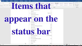 How To specify the items that appear on the status bar in word [upl. by Selin]