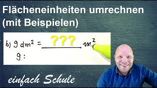 Flächeneinheiten umrechnen mit Trick  Flächen  Flächeninhalt  mit Beispielen [upl. by Anaher]