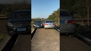 The legendary canal car meeting skills narrow road car meeting viralvideo narrowroad skills [upl. by Dumanian]