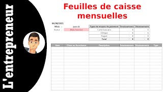 Faire des feuilles de caisse sur Excel [upl. by Cassie]