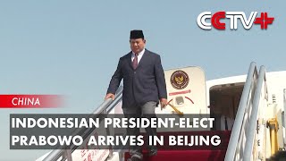 Indonesian Presidentelect Prabowo Arrives in Beijing [upl. by Nhguavad385]