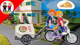 Wir spielen Pizza Service  Playmobil Familie Sommer  Kinder  deutsch [upl. by Ymereg]