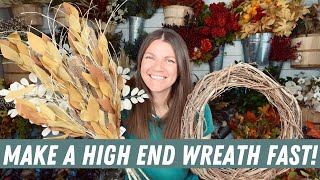 How to make a HIGH END FALL WREATH FAST 10 minute wreath tutorial [upl. by Carolus]