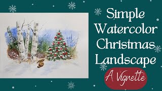 How to Paint a Simple Christmas LandscapeWatercolor Christmas Card [upl. by Atteynot305]