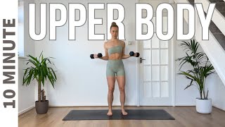 10 MIN UPPER BODY WORKOUT  arms shoulders chest and back [upl. by Yorel]