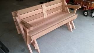 Picnic table to bench convertable table red cedar [upl. by Dlonyer796]