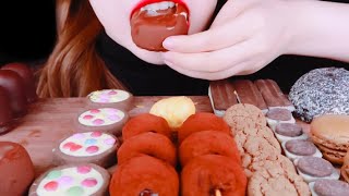 ASMR Chocolate Dessert Feast Mochi Crispy Cookies Marshmallow Eating Vlog Mukbang LESAASMR [upl. by Josefina512]