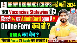 Army Ordnance Corps New Vacancy 2024  AOC Satewise Vacancies  Admit Card Online Form [upl. by Gottuard]