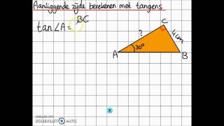 Aanliggende zijde bereken met de Tangens [upl. by Natividad]