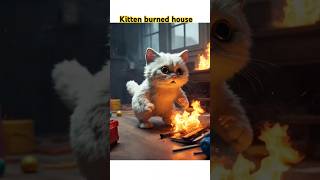 Kitten rescued from fire cat cute kitten funny ai catlover [upl. by Adaurd]