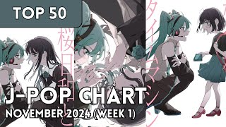 TOP 50 JPop Songs Chart  November 2024 Week 1  New Songs [upl. by Vullo2]