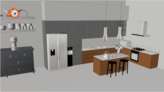 Kitchen Interiors with Blender Kit  Blender Interior Design Tutorial Part 1 [upl. by Ailimaj]