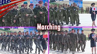 Parade Showcases Various Military Marching Styles from Different Countries [upl. by Yniatirb]