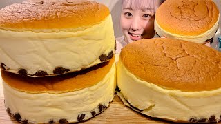 ASMR りくろーおじさんのチーズケーキ Souffle Cheesecake【日本語字幕】【咀嚼音 Mukbang Eating Sounds】 [upl. by Metabel]