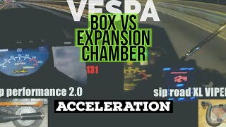 vespa 244 acceleration  EXPANSION vs BOX exhausts  FMP  SolidPASSion [upl. by Enimzzaj]