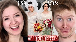 Married Couple Reacts to Wedding Dresses Through History by Safiya Nygaard [upl. by Annodal858]