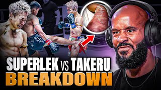 FULL FIGHT Superlek DESTROYS Takerus LEG  SUPERLEK vs TAKERU BREAKDOWN [upl. by Enaira]