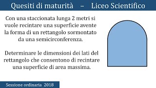 Maturità 2018  Problema di ottimizzazione geometria piana  QUESITO 5 [upl. by Atse39]