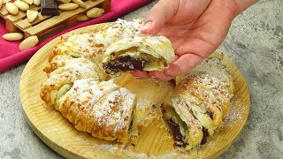 Ciambella di sfoglia ripiena con cioccolato pochi ingredienti per una ricetta golosa [upl. by Lleunamme414]