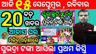 todays morning news odisha15 september 2024subhadra yojana online apply processodisha news today [upl. by Ennairb]