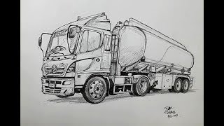 Drawing A Tanker Truk Using A Pen Menggambar Truk Tangki dengan Drawingpen dadingtimur [upl. by Annekim]