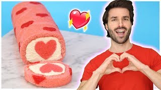 RECETTE ROLL CAKE STVALENTIN  GÂTEAU SURPRISE ❤️❤️❤️ [upl. by Sarilda202]