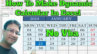 🔥How To Make Dynamic Calendar In Excel  🤗Dynamic Calendar No Vba  🤔Excel Me Dynamic Calenda [upl. by Erlewine]