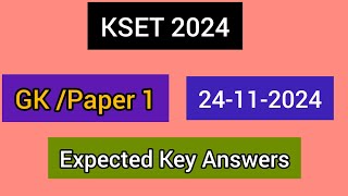 KSET 2024 Most Expected Key Answers Paper 1 [upl. by Duwad477]