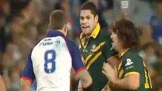 Australia vs England Willie Mason knocks Feildon out cold [upl. by Hugibert]