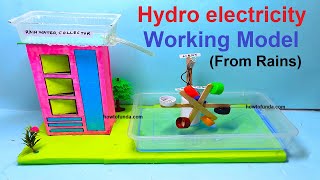 hydroelectricity working model  electricity generation using rain water  howtofunda [upl. by Cairns]