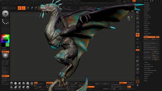 Flying Dragon sculpting in Zbrush II PART3 Body Secondary Shape [upl. by Sillek]