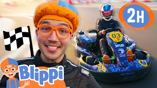 Blippi Races Go Go GoKarts  BEST OF BLIPPI TOYS  Educational Videos for Kids [upl. by Eillak486]